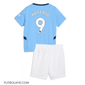 Camiseta Manchester City Erling Haaland #9 Primera Equipación para niños 2024-25 manga corta (+ pantalones cortos)